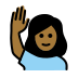 woman raising hand, medium-dark skin tone